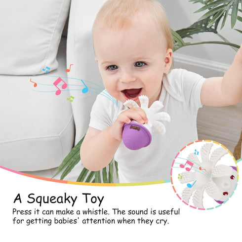 Baby Teething Toys for 6-12 Months, Mombella Octopus Baby Teether for 12-18 Months, Soft Silicone Infant Chew Toy