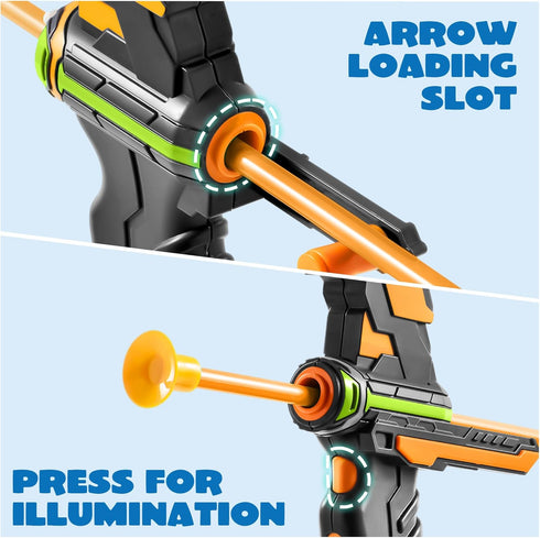 Set Set 6-12 JOYIN Kids Bow and Arrow with LED Flash Lights, Outdoor Archery Toy Gift for Boys and Girls Ages