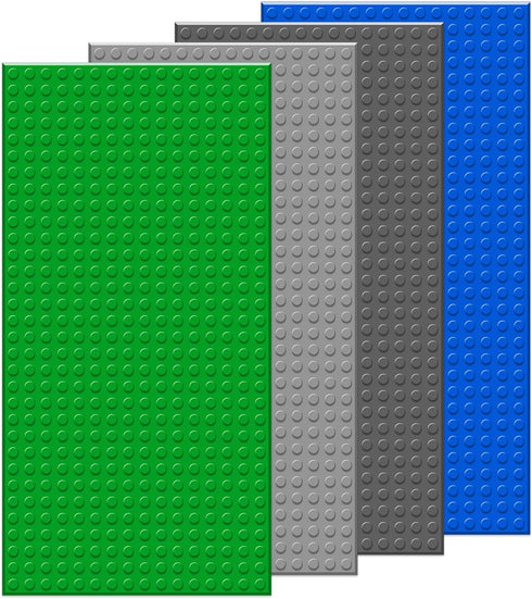EKIND 4 PCS Classic 5" x 10" Building Baseplates - Compatible with Major Brands Toy Bricks - Ideal STEM Activities