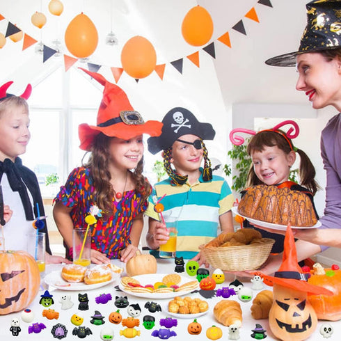Anditoy 100 PCS Halloween Mochi Squishy Toys Squishies for Kids Girls Boys Halloween Party Favors Halloween Treat Bags