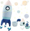 Silicone Rocket Stacking Toy, Space Rocket Teething Toy, Early Learning Stacking Tower for Infants (Blue)