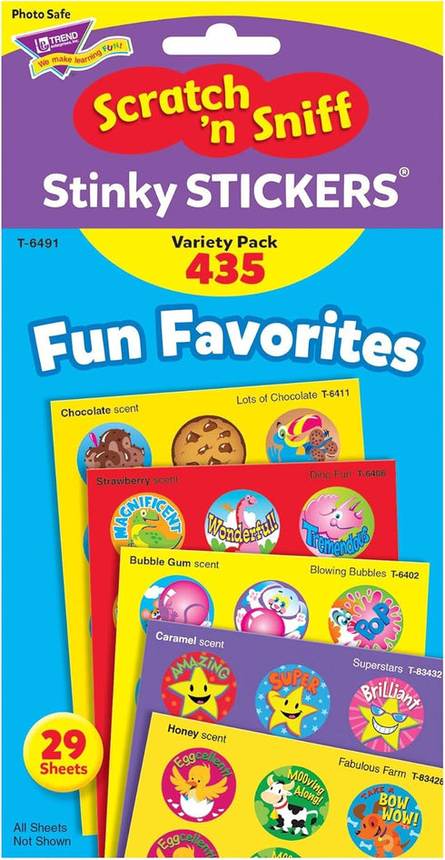 Trend Enterprises Fun Favorites, Scented Scratch 'N Sniff Stinky Stickers, 24 Designs, 29 Sheets