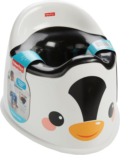 Fisher-Price Toddler Toilet Penguin Potty Training Seat, Portable Chair with Handles for Kids and Removable Bowl