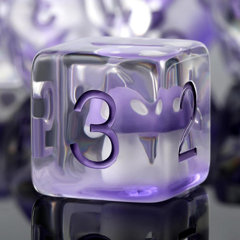 Mushroom Resin Dice Set D&D: 7PCS D&D Dice Set with Gift Velvet Bag for Tabletop Games (Purple Mushroom)
