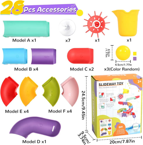1-3 3-5 1 2 3 4 5 6 Fajiabao Toddler Bath Toys for Kids Ages Bathtub Toys DIY Slippery Slide Track Fun Baby Shower Toys