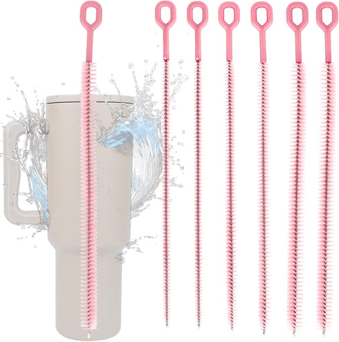 BOXOB 6pcs 31.5cm/12.4in Straw Cleaner Brushes for Stanley, Extra Long Full Bristles Coverage Reusable Straw Brush