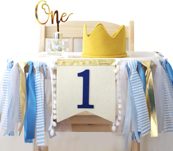 innerspark Baby Boy 1st Birthday Party Decorations by , Blue and Gold set,