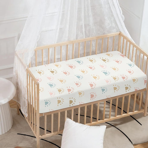 Winpema 28"x52" Colored Sun Fitted Crib Sheet Sunshine Baby Crib Sheet Fit Standard Crib and Toddler Mattress,Crib