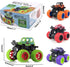 4 Pack Monster Truck Toys, Friction Powered Push and Go Toy Cars, Inertia Car Toy Set for Boys and Girls