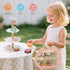 Set, Playset 3-6 CUTE STONE Wooden Toy Tea Party Kids Dessert with Double-Sided Holiday Stand, Cupcake Stand, Pretend