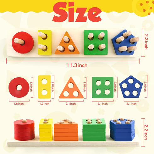 Daisiki 1 2 3 1-3 1-3 Montessori Toys for Year Old Girls Boys, Wooden Sensory Toys for Year Old Birthday Gifts
