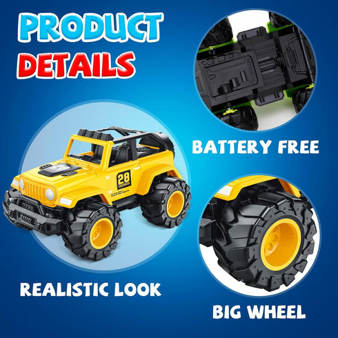 3-4, Set, 3 4 5 6 Toddler Boy Toys for Ages Friction Powered Truck Toys Vehicles Durable Push Cars for Indoor Outdoor
