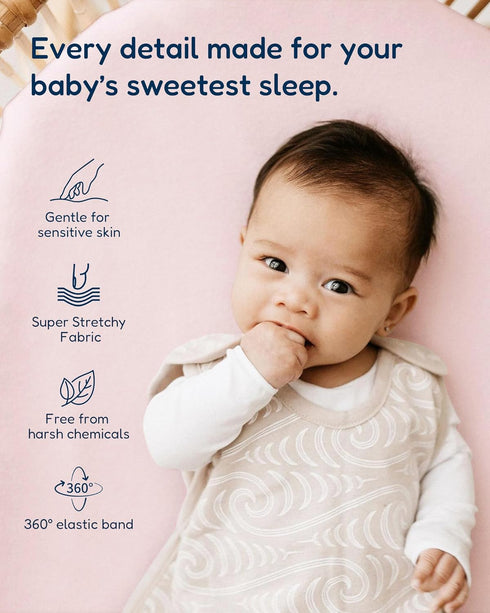 33x20 2 Pack Bassinet Sheets Compatible with Baby Delight Beside Me Dreamer Bassinet, for Baby Bedside Sleeper