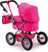 Bayer Design Trendy Pram for Dolls Up to 18" - Hot Pink, Includes Shoulder Bag, Adjustable Handle, Ages 3+