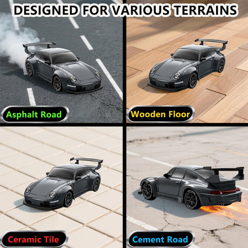 1:24 RC Drift Car, Scale Remote Control Vehicle with LED Lights,Drifting TiresTwo Batteries, Racing Sports Toy Idea
