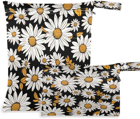FUGIDOG Daisy Wet Dry Bag Wterproof Reusable Wet Bags with 2 Zippered Pockets