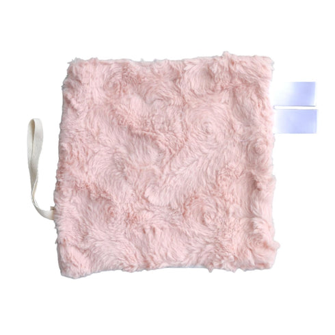 Handcrafted Plush Mini Blanket Pacifier Holder - Gray Marble & Pink