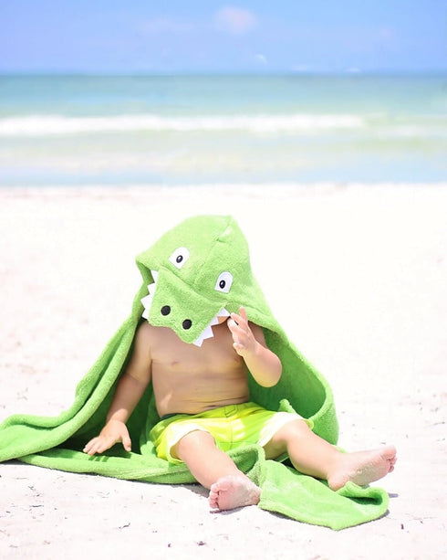 2-8 100% Hooded Baby Towel for Kids | Large Cotton Baby Towel for Boys or Girls | Unisex Cute Alligator Bath Towels