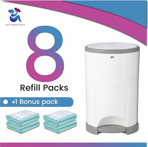Pack 8 +1 30% of More Diaper Refill Liners Refills Compatible with DEKOR CLASSIC Diaper Pails Exclusive Extra Thickness