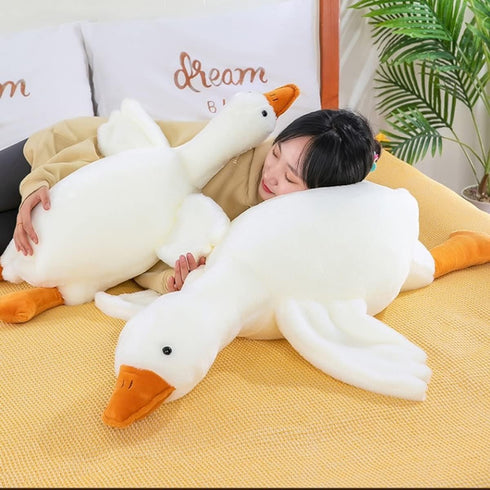 MDXMY 51.2" White Swan Goose Stuffed Animal Plush Pillow, Super Soft Sleeping Pillow (Down White, 51.2")