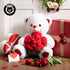 16 inches BEJOY Teddy Bear Stuffed Animals Plush Bear Holding Rose Soft Plush Toy Gifts White