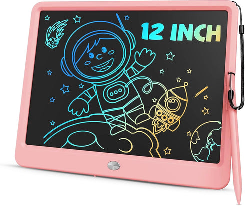 TEKFUN 12in LCD Writing Tablet for Girls, Erasable Doodle Board with Stylus, Mess Free Coloring Travel Toys for 3-7