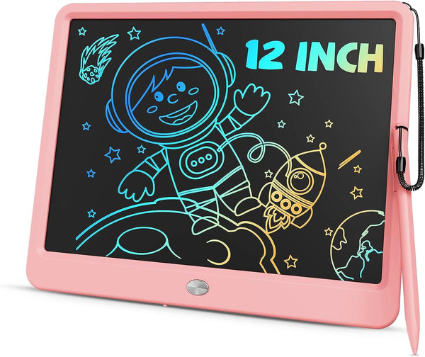 TEKFUN 12in LCD Writing Tablet for Girls, Erasable Doodle Board with Stylus, Mess Free Coloring Travel Toys for 3-7