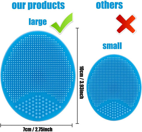 Kincongi Baby Bath Silicone Cradle Cap Brush/Exfoliating and Massaging Brush/Soft Kids Washcloth (Blue + Pink)