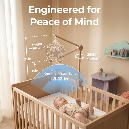 let's make Baby Crib Mobile Arm - Wooden Baby Mobile Crib Holder Height Adjustable for Hanging Baby Crib Attachment