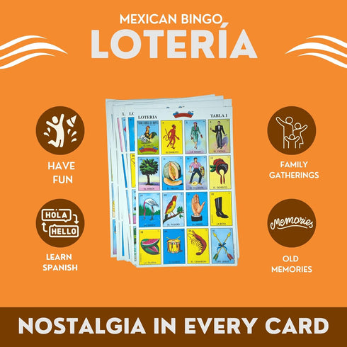Set 100 20 The Original Lotera Mexican Bingo Game - Complete with Bingo Chips for Players - Authentic Lotera de Lujo