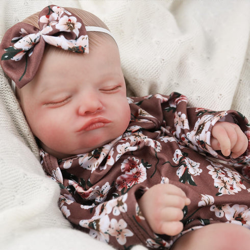 Reborn Baby Girl Dolls - 20 Inch Lifelike Newborn Baby with Realistic Veins for Kids Age 3+, Brown
