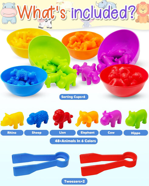 Counting Animal Montessori Toys for 3-5 Years Old Boys Girls, Toddler Preschool Learning Activities Toys for Ages 2-4,