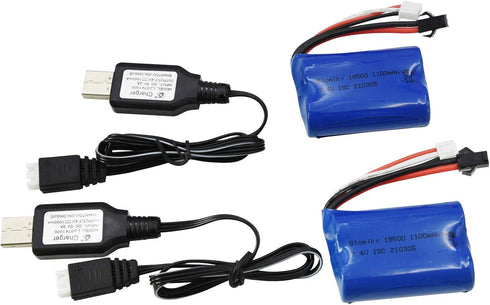2 Pack 7.4V 1100mAh 8.51Wh SM-2P 2 H101 H103 2 Blomiky Li-ion Rechargeable Battery with Plug and Charger Cable fit