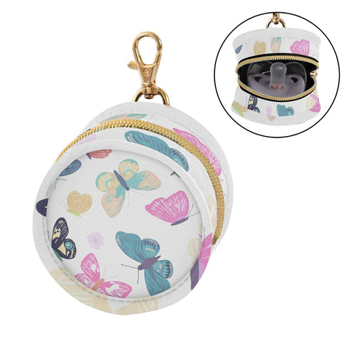 Butterflies Round Pacifier Storage Case with Zipper, Portable Pacifier Case for Travel, Diaper Bag & Purse, Pacifier