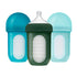 Boon 2 8 Oz 3 Count Nursh Reusable Silicone Baby Bottles with Conversion Straw Sippy Cup Lids - Stage Medium Flow