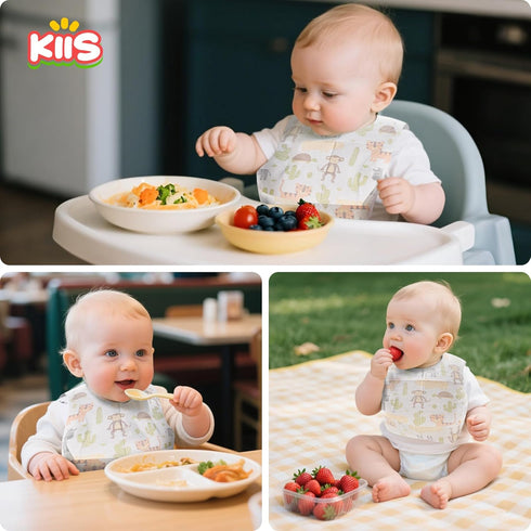 20 Count KIIS Disposable Baby Bibs for Travel - Paper Bibs for Infant, Toddlers & Kids - Travel & Daycare Essentials