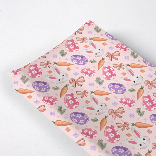 KuphiL10C Cartoon Easter Rabbits Eggs Bows Spring Flowers Floral Pattern Baby Changing Pad