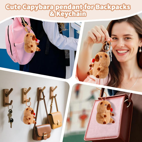 Backpack SASBSC Cute Capybara Plush Keychain Stuffed Animal Pendant for Back to School Gifts, Charm, Desk Decor
