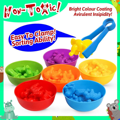 Counting Dinosaurs Toys with Matching Games, Sorting Bowls, Learning Activities for Preschool Kids 3-5 Years