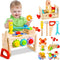 Wooden Kids Tool Set Toy for 2-5 Years Old, 36 Pcs STEM Montessori Toy for Pretend Play, Learning Educational