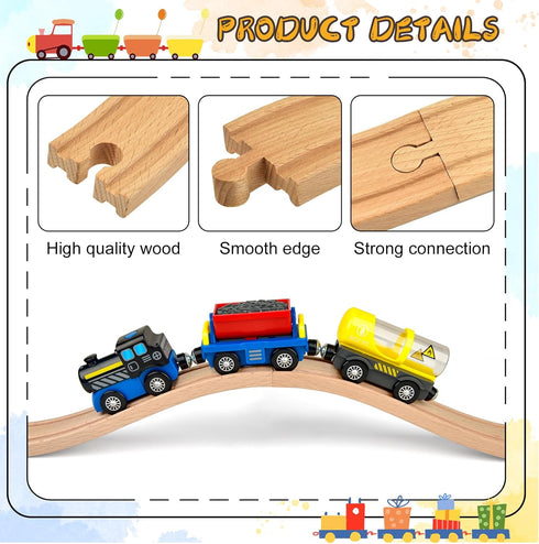 6 (6 Pieces Ascending Wood Train Tracks Wood Train Tracks Expansion Compatible with Most Train Tracks Wood Train Track