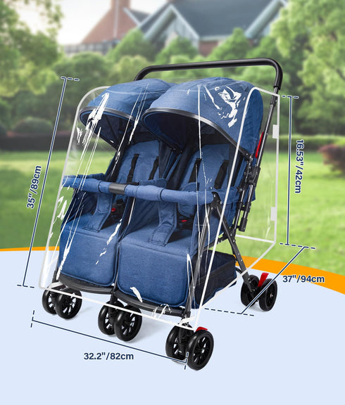Double Stroller Rain Cover, Weather Shield for Side by Side Baby Double Stroller, Universal Waterproof Stroller Cover