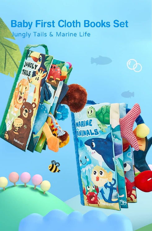 hahaland Baby Toys 0-6 Months, Crinkle Books for Babies 2PCS, Soft Montessori Toys for Tummy Time, Newborn Gifts