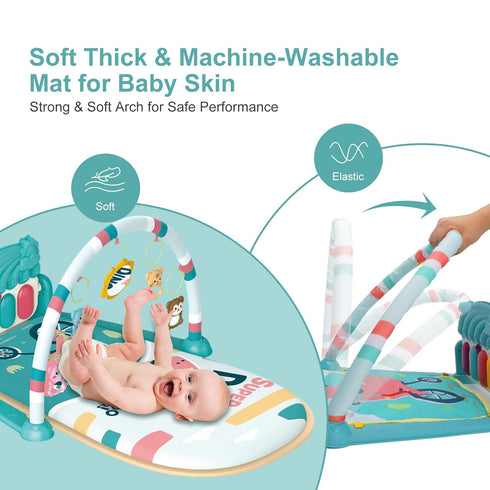 Tummy 5 0-12 dearlomum Baby Play Mat & Piano Time Gym, Infant Sensory Activity Playmat with Toys, Music & Lights