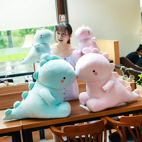 Cute Dinosaur Plush Toys, Fat Dinosaur Stuffed Dolls, Soft Dino Plushie, Birthday Gifts for Kids, Blue 12 inch