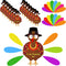 FEPITO 105 PCS DIY Turkey Craft Kit - Colorful Feathers, Dot Glues, Thanksgiving Stickers for School Activities