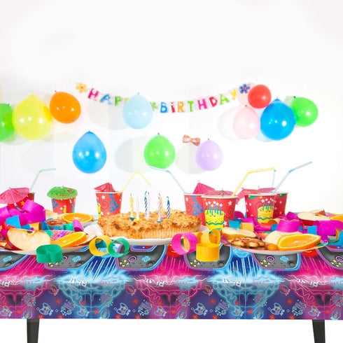 3pcs Video Game Tablecloth, Game Theme Birthday Decorations, Rectangular Plastic Table Covers for Kids