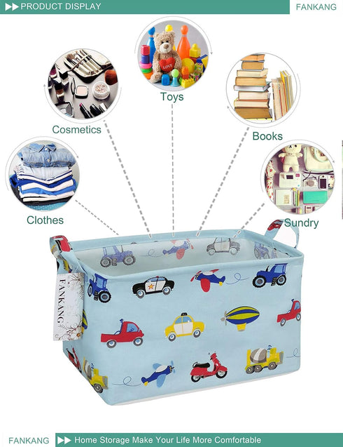 FANKANG Foldable Canvas Storage Basket, Waterproof PE Coating Nursery Hamper for Office, Bedroom, Clothes, Toys