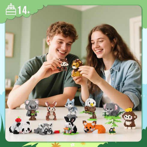 12 Pack Sets, 14+ HIGH GODO Animal Party Favors Building Mini Animals Building Blocks Decor Model Kits, Goodie Bags