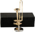 Dselvgvu Miniature Trombone with Stand and Case Brass Mini Musical Instrument Trombone Replica